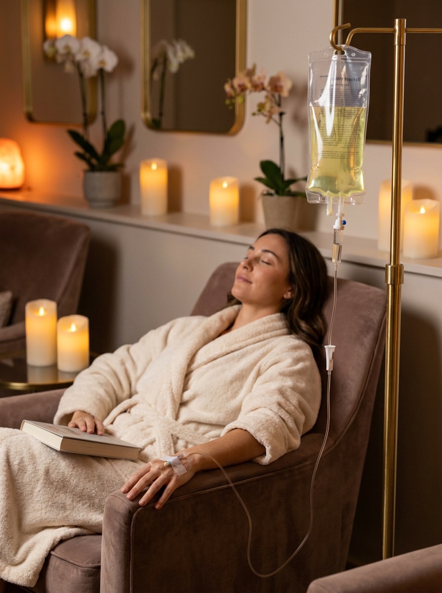 Vitamin IV hydration drip in our spa lounge