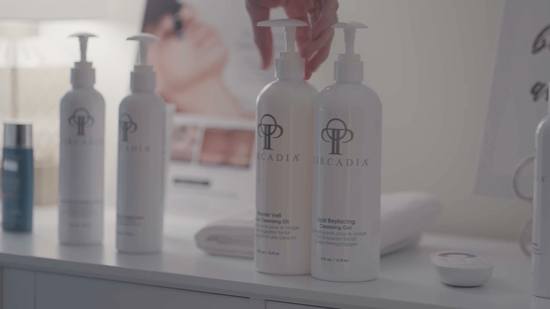 Treatment-room skincare products and routine support at Glow Beauty Lab Med Spa