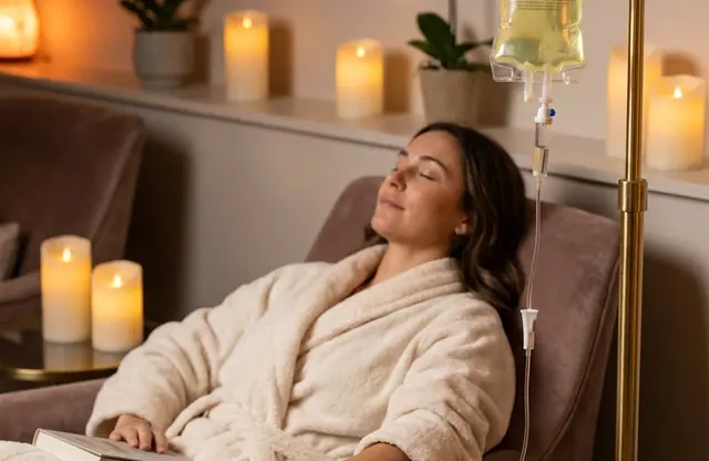 Vitamin IV hydration drip in our spa lounge